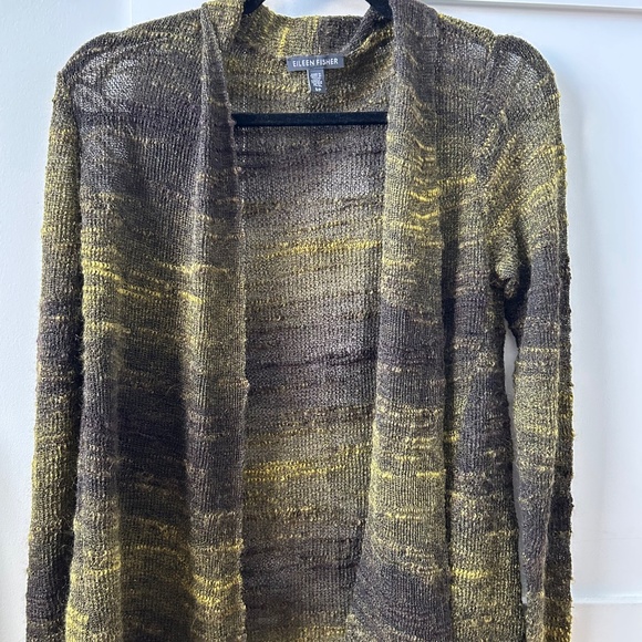 Eileen Fisher Sweaters - EILEEN FISHER Olive Green Mohair Boucle Open Front Cardigan